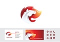 Fire Horse Logo - Business Cards Design Vector Royalty Free Stock Photo