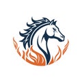 Fire Horse Zodiac Vector Illustration â Stylized Horse Head with Flame Mane Royalty Free Stock Photo