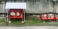 Fire hose cabinet and fire water supply for fire protection in factory. Royalty Free Stock Photo