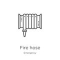 fire hose icon vector from emergency collection. Thin line fire hose outline icon vector illustration. Outline, thin line fire Royalty Free Stock Photo