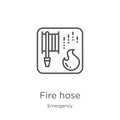 fire hose icon vector from emergency collection. Thin line fire hose outline icon vector illustration. Outline, thin line fire Royalty Free Stock Photo