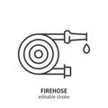 Fire hose reel line icon. Firefighting equipment vector illustration. Editable stroke