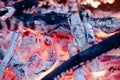 The fire. Hot coals. Flames. Royalty Free Stock Photo