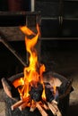 Fire hot flame on stove charcoal for cooking Royalty Free Stock Photo