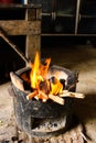 Fire hot flame on stove charcoal for cooking Royalty Free Stock Photo