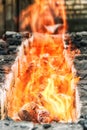 Fire hot flame on stove charcoal for cooking, Madagascar Royalty Free Stock Photo