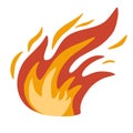 Fire. Hot flame symbol. Burning, blazing fire icon. Heat danger and caution sign. Abstract simple campfire pictogram. Flammable