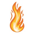 Fire. Hot flame symbol. Burning, blazing fire icon. Heat danger and caution sign. Abstract simple campfire pictogram. Flammable