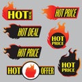 Fire hot price labels vector Royalty Free Stock Photo