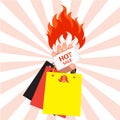 Fire hot sale and Online shopping concept Royalty Free Stock Photo