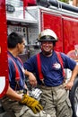 Firemen at a house fire in Toledo, Ohio