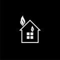 Fire in the house, house, fire icon illustration isolated on black background Royalty Free Stock Photo