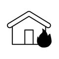 Fire in the house, house, fire line icon. vector illustration isolated on white. outline style design, designed for web Royalty Free Stock Photo