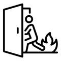 Fire human evacuation icon, outline style