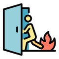 Fire human evacuation icon vector flat
