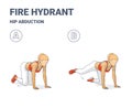 Fire Hydrant Exercise, Female Home Workout Routine Guidance or Hip Abduction Women fitness exercise.