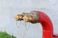Fire hydrant manifold two outlet water valve. Royalty Free Stock Photo