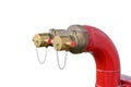 Fire hydrant manifold two outlet water valve. Royalty Free Stock Photo