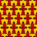 Fire hydrant pattern seamless. Red fireplug background Vector il