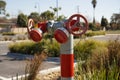 Fire hydrant in red and grey colour Royalty Free Stock Photo