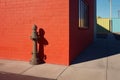 fire hydrant shadow cast on vibrant wall