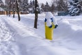 Fire hydrant in snow in city Royalty Free Stock Photo