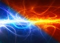 Fire and ice abstract lightning background