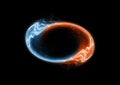 Fire and ice circle electrical lightning Royalty Free Stock Photo