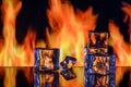 fire and ice, cold and flame on a black background 11 Royalty Free Stock Photo