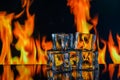fire and ice, cold and flame on a black background 10 Royalty Free Stock Photo