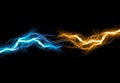 Fire and ice electrical lightning background, abstract power Royalty Free Stock Photo