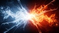 Fire and Ice Energy Clash Abstract Background with Blue and Orange Elemental Forces Royalty Free Stock Photo