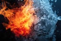 fire and ice, hot and cold concept. Justice and Injustice, Victory and Defeat, Faith and Doubt Royalty Free Stock Photo