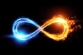 Fire ice infinity sign isolated on black background Royalty Free Stock Photo