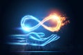 Fire ice infinity sign isolated on black background Royalty Free Stock Photo