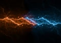 Fire and ice lightning background, power Royalty Free Stock Photo