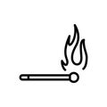 Black line icon for Fire, ablaze and arson