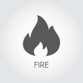 Fire icon in flat style. Flame gas black pictogram on gray background. Vector illustration for your design projects Royalty Free Stock Photo