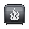 Fire icon glossy grey.