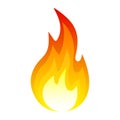 Fire icon, hot flame bonfire light in explosion