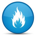 Fire icon special cyan blue round button