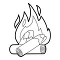Fire icon, outline style Royalty Free Stock Photo