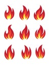 Fire icon set Royalty Free Stock Photo