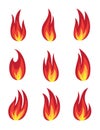 Fire icon set Royalty Free Stock Photo