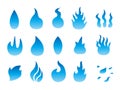 Fire icon set Blue Royalty Free Stock Photo