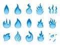 Fire icon set Blue Royalty Free Stock Photo