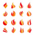 Fire icon set Royalty Free Stock Photo