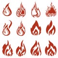 Fire icon set Royalty Free Stock Photo