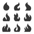 Fire Icon Set on White Background. Vector Royalty Free Stock Photo