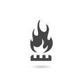 Fire Icon with shadow Royalty Free Stock Photo